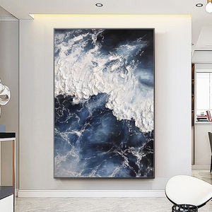 Tableau <span class=keywords><strong>abstrait</strong></span> 3D effet vague, décoration murale, peinture à l'huile <span class=keywords><strong>acrylique</strong></span> texturée peinte à la main sur toile, œuvres d'art à suspendre - Product Image 2