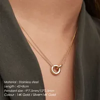Collier double cercle double chaîne EMANCO en acier inoxydable, bijoux populaires, accessoires best-sellers, vente en gros, dropshipping