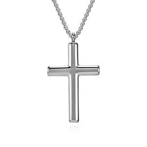 Instagram-worthy minimalist yunnique style curved polished <b>titanium</b> steel cross necklace with geometric design, exu - Product Image 5