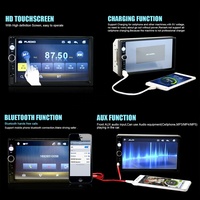 (Stock US/UE/RU) Autoradio Podofo double DIN, autoradio 2 DIN, autoradio 7 pouces avec écran tactile, Bluetooth, FM, USB, SD, AUX, lecteur MP5 7010B