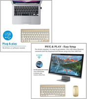 Conjunto de Teclado y Ratón Inalámbrico de 2.4GHz, Resistente al Agua, Retroiluminación RGB, Delgado, Mini Combo para Tablet, Laptop, PC, Smart TV