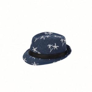Spring and Summer Casual Travel Jazz Character Paper Hat Coconut Printed Outdoor Beach <b>Sunscreen</b> Hat - Product Image 4