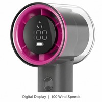 Ventilateur portable d'extérieur 13000 tr/min sans balais, 100 vitesses de vent, 1800 mAh, rechargeable par USB, affichage numérique, pliable, autonomie 6-8h