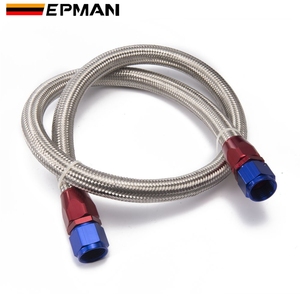 EPMAN 4AN Conduite de carburant AN4 en acier inoxydable tressé, tuyau d'huile en nylon CPE noir avec raccords d'extrémité de tuyau droits à 90 degrés - Product Image 5