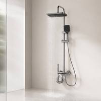 Barra Deslizante para Ducha con Acabado Cromado Resistente en Gris Metálico, Válvula de Cerámica Tipo Tecla de Piano, Grifos Presurizados de Lluvia Suave para Uso en Hoteles