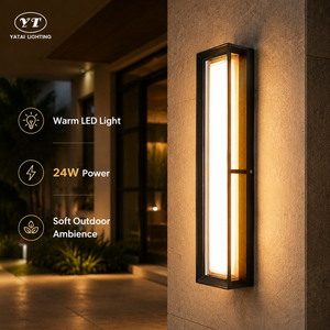 โคมไฟติดผนังภายนอกแบบโมเดิร์น 24W IP65 กันน้ำ ไฟ LED อะคริลิค แสงวอร์มไวท์ รูปทรงเส้นตรง สำหรับสวน ระเบียง ภายนอกอาคาร - Product Image 3