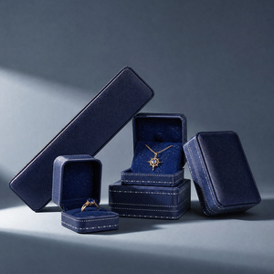 Zebopak Navy Blue Velvet Christmas Jewellery <b>Box</b> Set with <b>Ring</b> Necklace Bracelet Pendant <b>Gift</b> Packaging Factory - Product Image 4