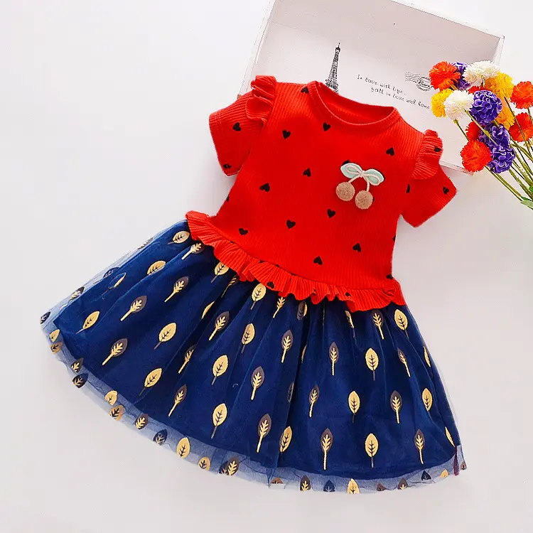 Baby Skirt Girls Dress Summer New Floral Children's Skirt Short-sleeved Baby Party Dress Wholesale