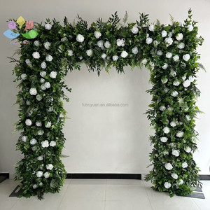 <span class=keywords><strong>SA</strong></span> décor de toile de fond de mariage arc floral support carré cadre soie rose fleurs décor entrée violet rouge fleur arc pour événement fête - Product Image 6