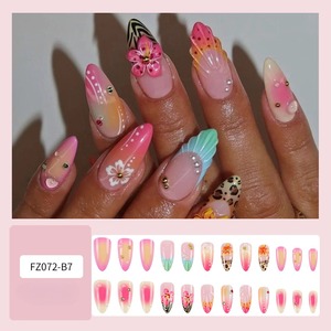 Suministros para <span class=keywords><strong>uñas</strong></span> Productos <span class=keywords><strong>de</strong></span> belleza Prensa <span class=keywords><strong>en</strong></span> las <span class=keywords><strong>uñas</strong></span> <span class=keywords><strong>Flores</strong></span> <span class=keywords><strong>de</strong></span> <span class=keywords><strong>colores</strong></span> franceses Onda 3D Shell Onda Playa <span class=keywords><strong>Uñas</strong></span> Usable 24 piezas Dedo - Product Image 2