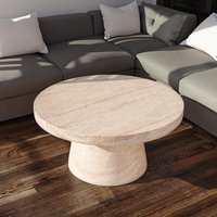 2025 vente chaude Faux travertin Table basse Table d'extrémité ronde pour salon extérieur