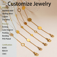 Bracelet en acier inoxydable doré, chaîne à maillons avec pendentif disque poli, résistant à l'eau et au ternissement, bijoux minimalistes, cadeaux pour femmes
