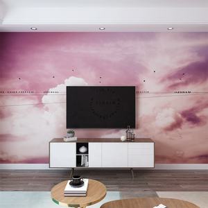 Papier peint <span class=keywords><strong>mural</strong></span> Baiyun Sky <span class=keywords><strong>TV</strong></span>, fond de mur moderne minimaliste, chambre à coucher, oiseau, coucher de soleil, murale - Product Image 4