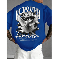 T-shirt unisexe pour homme, coupe ample, 100% coton, tissu dobby respirant, col rond, imprimé vintage, design « Paix, Bénédiction Éternelle, Foi »