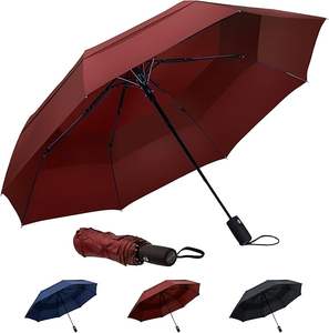 Ombrello da viaggio compatto pieghevole a doppio sfiato con doppio cambio automatico e chiusura resistente - Product Image 1