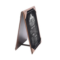 Porte-menus en cuir PU noir, porte-menus en cuir PU, porte-menus double face, porte-menus à cadre, porte-menus à deux côtés pour restaurant