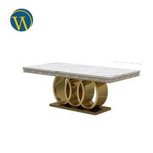 Tavolo da pranzo 6 posti lusso oro grigio marmo grigio per 6 persone - Product Image 2