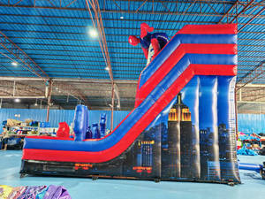 Thương mại bơm hơi khổng lồ trượt khô với thiết kế quạt Gió Đôi trượt Spiderman trượt bơm hơi để bán - Product Image 4