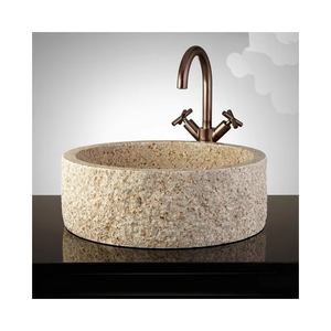 Lavabo de salle de bain à prix avantageux, <span class=keywords><strong>en</strong></span> marbre naturel crème - Product Image 1