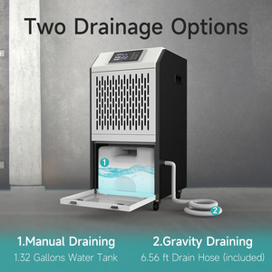 Vente directe tout nouveau déshumidificateur électrique 155 pintes déshumidificateur commercial mobile avec réservoir d'eau adapté au Garage - Product Image 6