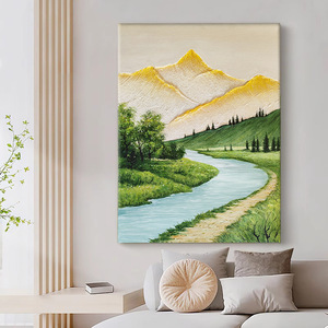 Peinture à l'huile peinte à la main, paysage de montagnes dorées, décoration murale, salon, chambre à coucher, toile, sans cadre, DVCW 526 - Product Image 3