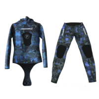 Combinaison de plongée en néoprène à capuche pour hommes, deux pièces, Camouflage, peau lisse, 3Mm, 5Mm, 7Mm, Triathlon