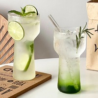 Vente en gros de gobelets à glace réutilisables et durables en verre borosilicate transparent de style nordique, gobelets à soda américains pour boissons froides