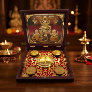 Coffret Cadeau Artisanal de Luxe Plaqué Or Sculpté Artistique Écologique Multi-pièces en Acier Inoxydable pour Mariage, Anniversaire, Diwali et Cérémonies Religieuses Hindoues - Product Image 3