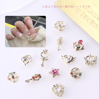 TSZS Japonés Sailor Moon Nail Zircon 3D Crystal Diamond Nail Decoraciones Colorful Sailor Moon Nail Kwaii Charms