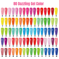 KUDAN Gel à ongles professionnel 80 couleurs, vernis à ongles en gel non toxique, faible odeur, longue durée, outils de manucure DIY, vernis à ongles en gel UV