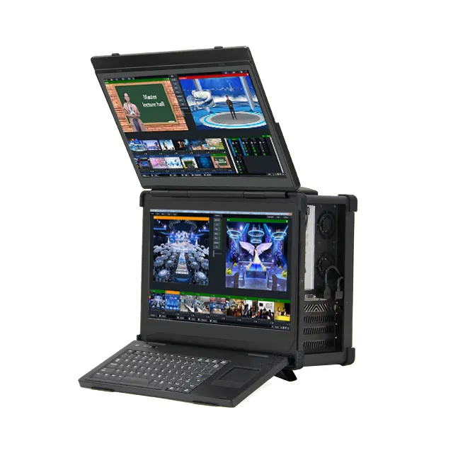 Robuster Laptop-Computer mit zwei Bildschirmen Live-Stream Broadcast Switcher Video-All-in-One-Gerät für Radio-und TV-Rundfunk geräte
