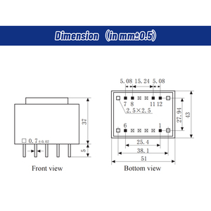 Transformador de Montaje en PCB Sellado con Epoxi YHDC PE4820-I, 12VA, 110/220/230/380V CA, 6-24V Secundario, Bajo Ruido, Alta Resistencia Dieléctrica - Product Image 4