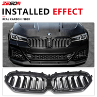 Grille de calandre avant en fibre de carbone à mailles diamantées pour BMW Série 5 G30 M5 F90 530i 530e 540i M550i LCI 2021-2023 Remplacement