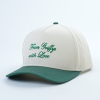 Yukaihe Fashion Op Maat Gemaakt Logo Geborduurde Baseballpet 5-Panel Cap Tweetonig Oxford Katoenen Stof Buitensport Groene Pet