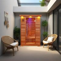 Sauna SS-200T moderne pour 2 personnes Baril de sauna sec Intérieur Tourmaline infrarouge en bois de pin avec sauna personnel à ions d'oxygène négatifs