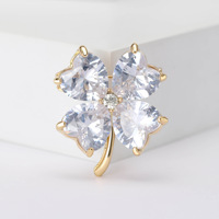 Bijoux de mode couleur personnalisée cristal trèfle à quatre feuilles broche broches pour femmes décoration de vêtement