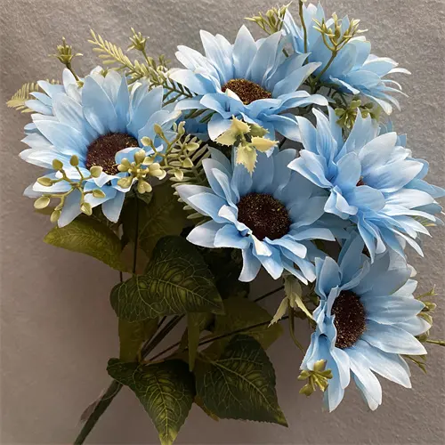 High Quality China Manufacture Cheap Wholesale Artificial Flowers Decor Bonier 10-head Sunflower