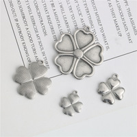 Colgante de Acero Inoxidable con Forma de Corazón, Trébol de Cuatro Hojas y Trébol de Cinco Hojas, Estilo Vintage, para Collar, Pulsera, Accesorios de Joyería DIY Taige