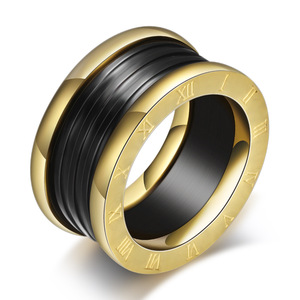 Stainless Steel 11mm Two Tone Cable <b>Ring</b> With Roman Numerals For Men Gift Jewelry - Product Image 3