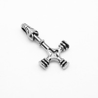 Pendentif Croix Tête de Loup Viking Rétro Nordique Punk Hip Hop Tendance Homme Acier Inoxydable Collier Bijoux Accessoires Mode
