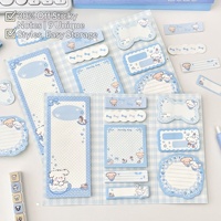 Cloud Puppy Trifold Sticky Note Pad Biru Putih Desain Kartun Kertas Memo Lepas Tempel Perlengkapan Dekoratif Perencana Siswa Buatan Sendiri