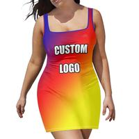 Robe décontractée tendance en gros, motif drapeau haïtien, robe moulante sans manches élastique, robe élégante et sexy à col en U pour femmes