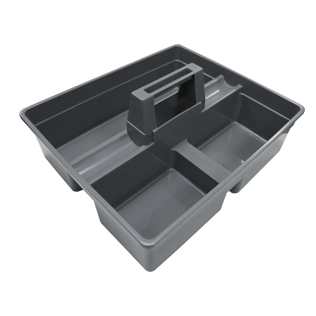 Durable Grey 3-Compartment Plastic Cleaning Caddy Tool Organizer with Handle for Housekeeping Cleaning NO.8404
