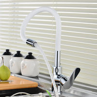 Robinet de cuisine flexible chromé avec tuyau universel, mitigeur chaud/froid pour évier, montage sur comptoir, robinet mélangeur pour salle de bain et cuisine