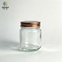Stoples Kaca Bulat Elegan 150ml, Dinding Halus Besar untuk Label, Ideal untuk Madu, Rempah-rempah, Selai Kacang, dan Selai Buatan Tangan