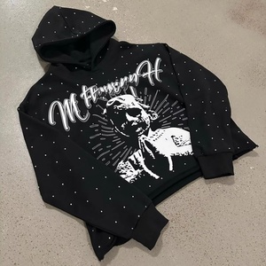 Sudadera con Capucha Extra Grande para Hombre, 100% Algodón de Alta Calidad, Estampado Digital Urbano, Detalle de Pedrería, Sudadera con Capucha de Estampado Digital - Product Image 4