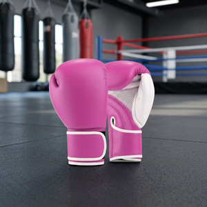 Guantes de Boxeo de Cuero PU Rosa, Transpirables, con Correa de Velcro en la Muñeca, para Mujer - Product Image 3