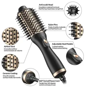 Bir adım saç kurutma makinesi fırçası Blower saç kurutma makinesi Volumizer sıcak hava bigudi ve düzleştirici fırça