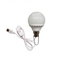 Ampoule LED USB avec interrupteur et crochet, lumière de nuit résidentielle 5V à brancher pour dortoir et camping, température de couleur réglable, économie d'énergie