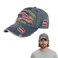 Gorra de Béisbol Vintage con Efecto Desgastado, 250.º Aniversario de EE. UU., Algodón Premium Lavado, Protección Solar, 5 Paneles, Correa Ajustable
